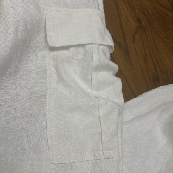 LOVE TREE White Linen Parachute/ Cargo Pants - Picture 5 of 11